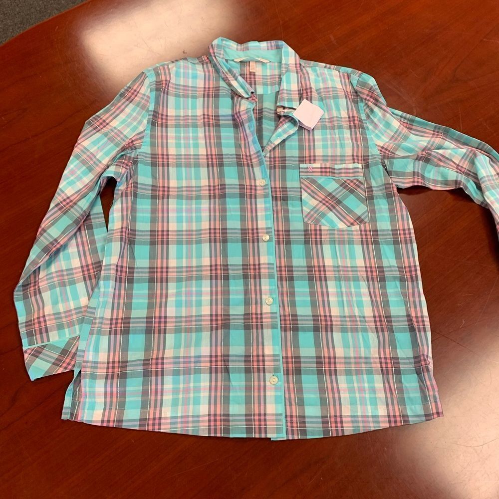 Victoria’s Secret Blue & Pink Plaid Night Shirt M